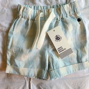 Petit Bateau baby boy blue and white striped summer shorts. 12 months.